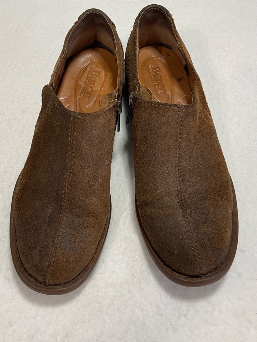 Born Silvie Crusca Waxed Brown Suede‎ Booties 7 1/2